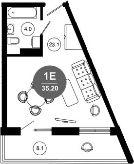 Студия, 27.1 м², 7/10 этаж, ЖК «Гостиничный комплекс GREENMONT»