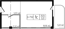 Студия, 31.24 м², 7/10 этаж, ЖК «Лучи»