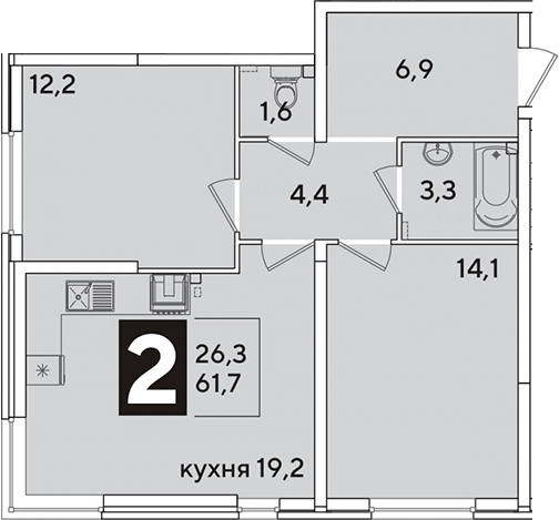 Продается 3-комн. квартира, 61.7 м²