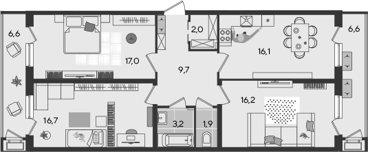 4+ комнаты, 82.8 м², 2/24 этаж, ЖК «Рекорд»