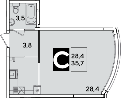 Продается 1-комн. квартира, 35.7 м²