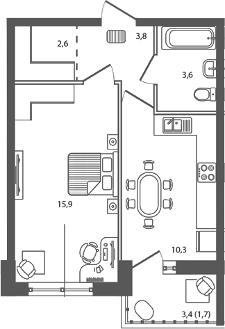 Продается 1-комн. квартира, 36.2 м²