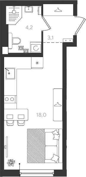 Продается 1-комн. квартира, 25.3 м²