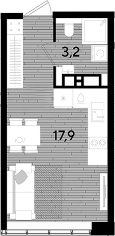 Студия, 21.1 м², 15/16 этаж, ЖК «DОГМА ПАРК»