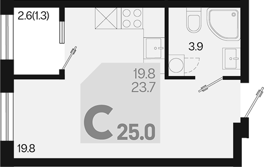 Продается 1-комн. квартира, 23.7 м²