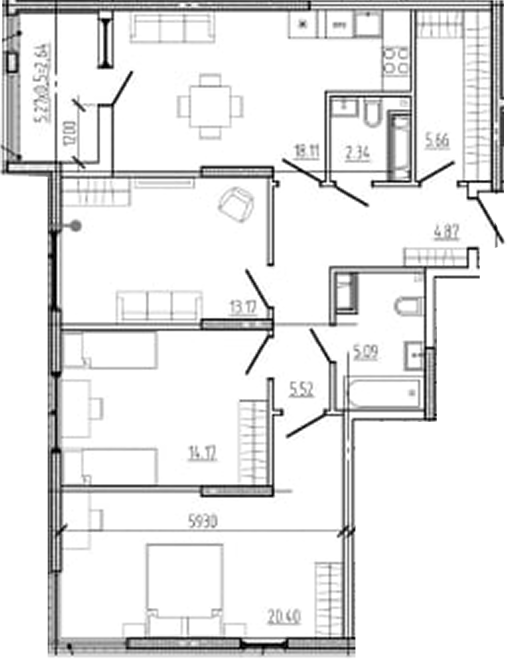 4+ комнаты, 89.33 м², 15/18 этаж, ЖК «Моренуар»