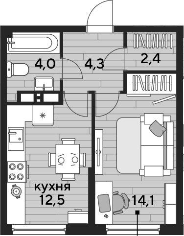Продается 1-комн. квартира, 37.3 м²