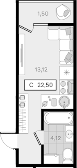 Продается 1-комн. квартира, 21 м²