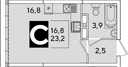 Продается 1-комн. квартира, 23.2 м²
