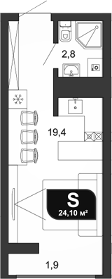 Студия, 22.2 м², 16/19 этаж, ЖК «Сочи Парк»