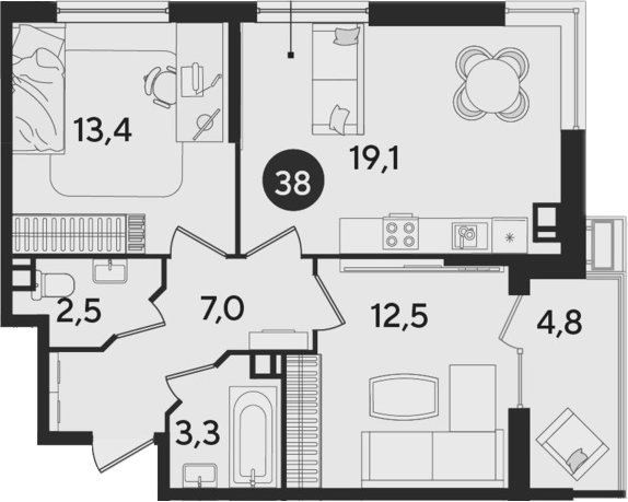 Продается 3-комн. квартира, 57.8 м²