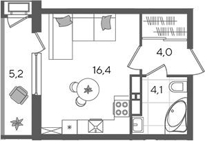 Студия, 24.5 м², 20/24 этаж, ЖК «Рекорд»