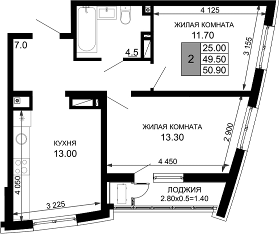 2-комн. Фонтаны