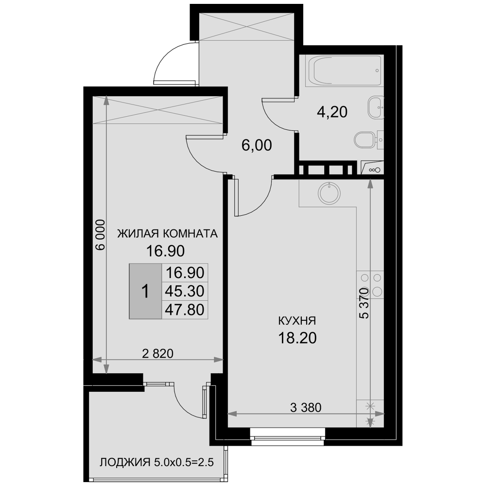 Продается 2-комн. квартира, 45.3 м²