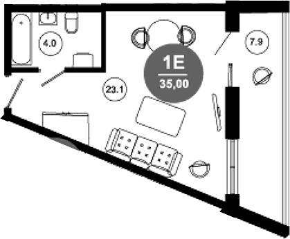 Студия, 27.1 м², 9/10 этаж, ЖК «Гостиничный комплекс GREENMONT»