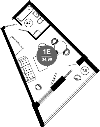 Студия, 27.1 м², 9/10 этаж, ЖК «Гостиничный комплекс GREENMONT»
