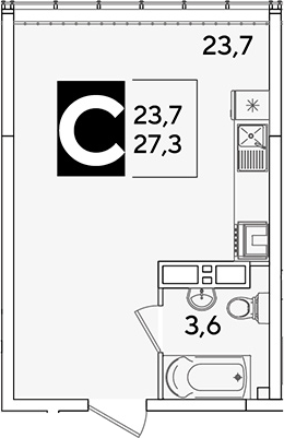Продается 1-комн. квартира, 27.3 м²