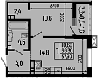 1-комн., 36.3 м², 5/13 этаж, ЖК «Звезды»
