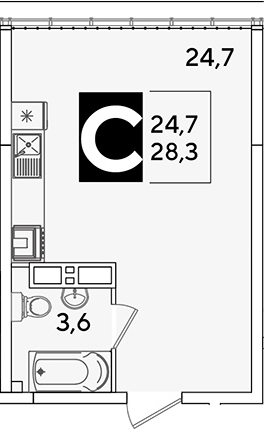 Студия, 28.3 м², 16/16 этаж, ЖК «Самолет»