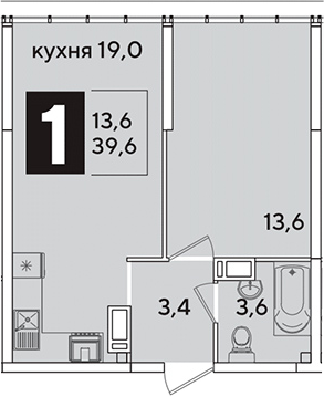 Продается 2-комн. квартира, 39.6 м²