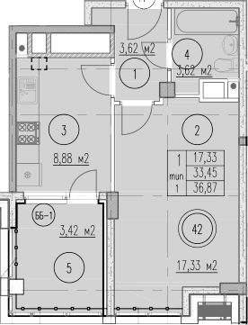 1-комн., 33.45 м², 7/10 этаж, ЖК «Agoy Park Residence by Lavicon»