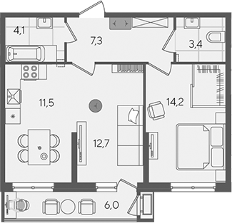 Продается 2-комн. квартира, 53.2 м²