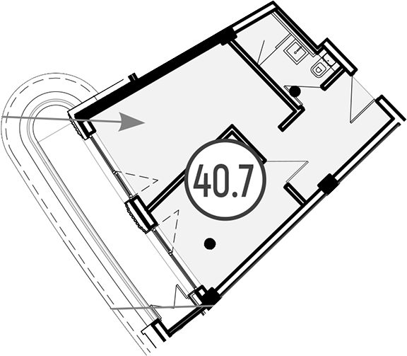 Объект, 40.7 м², 4/4 этаж, ЖК «Гостиничный комплекс GRAND CASCADE»