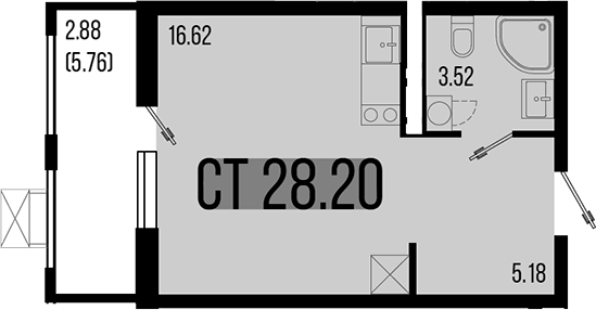 Студия, 25.32 м², 5/8 этаж, ЖК «Цветной бульвар»