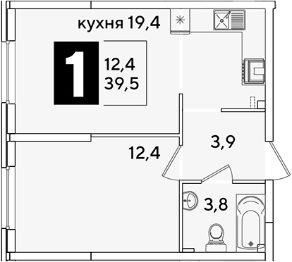 Продается 2-комн. квартира, 39.5 м²