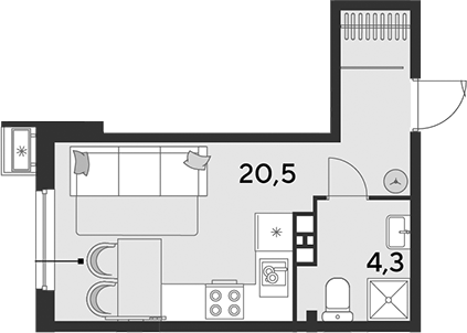 Студия, 24.8 м², 3/18 этаж, ЖК «Парк Победы»
