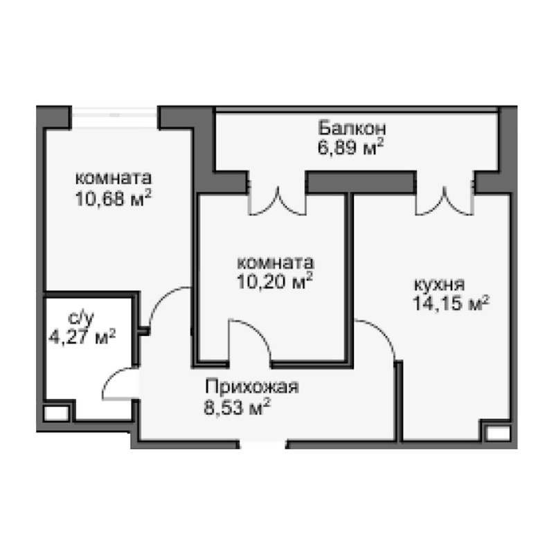 2-комн., 44.25 м², 5/8 этаж, ЖК «Центральный двор»