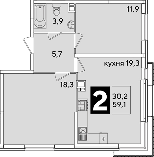 Продается 3-комн. квартира, 59.1 м²