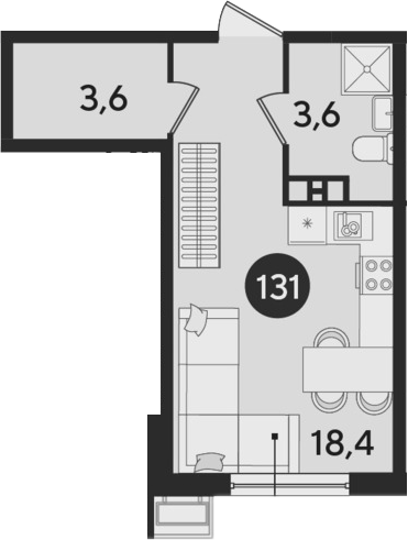Студия, 25.6 м², 6/9 этаж, ЖК «Парк Победы»