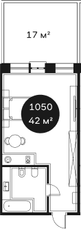 Объект, 41.81 м², 1/4 этаж, ЖК «Резиденция Волна»
