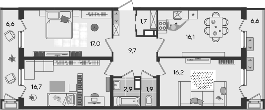 4+ комнаты, 82.2 м², 17/24 этаж, ЖК «Рекорд»