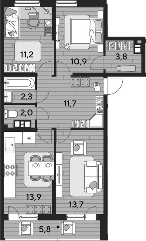Продается 3-комн. квартира, 70 м²