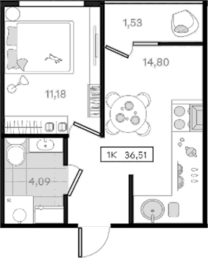 Продается 1-комн. квартира, 34.98 м²