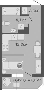 Продается 1-комн. квартира, 19.1 м²