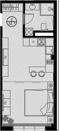 Студия, 32.7 м², 2/7 этаж, ЖК «Оливия»