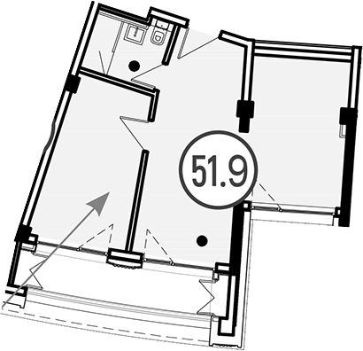 Объект, 51.9 м², 3/4 этаж, ЖК «Гостиничный комплекс GRAND CASCADE»