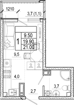 Студия, 19.9 м², 15/17 этаж, ЖК «Лестория»