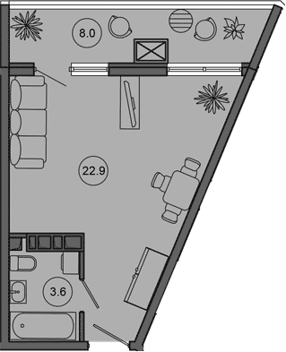 Студия, 26.5 м², 10/10 этаж, ЖК «Гостиничный комплекс GREENMONT»