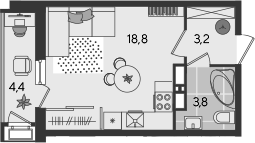 Студия, 25.8 м², 18/24 этаж, ЖК «Рекорд»
