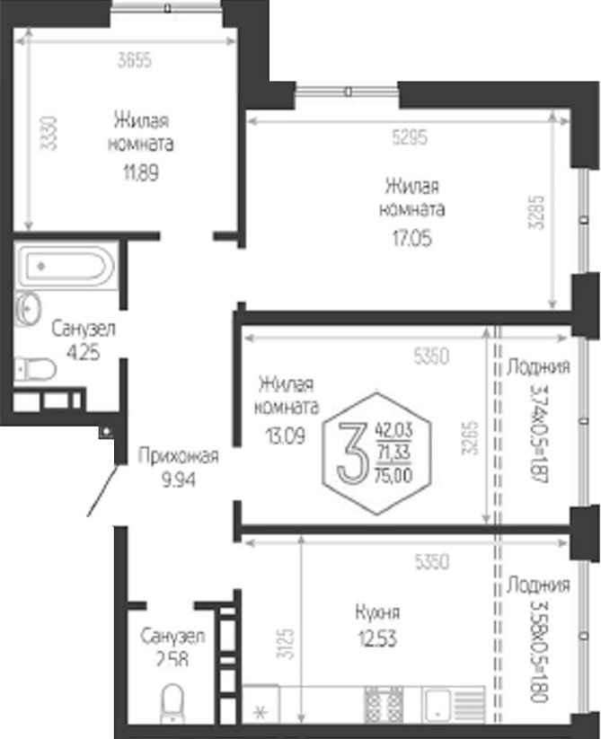 3-комн. Гарантия PRIME