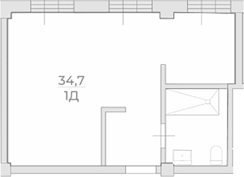 Объект, 34.7 м², 2/3 этаж, ЖК «Комплекс Luciano»