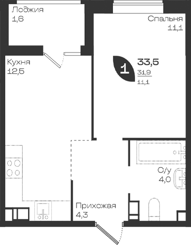 Продается 1-комн. квартира, 31.9 м²