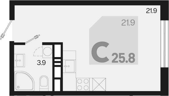 Продается 1-комн. квартира, 25.8 м²