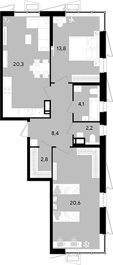 Продается 3-комн. квартира, 72.2 м²