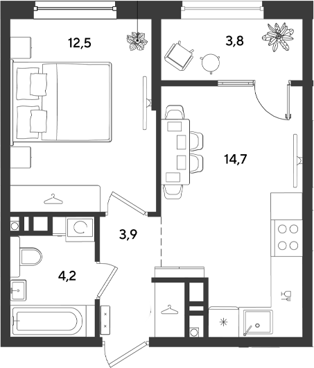 1-комн., 35.3 м², 7/9 этаж, ЖК «Ридз»