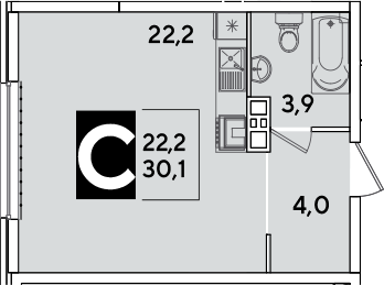 Продается 1-комн. квартира, 30.1 м²